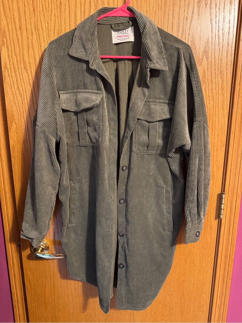 Ashley By 26 International Olive Green Corduroy Shirt Jacket